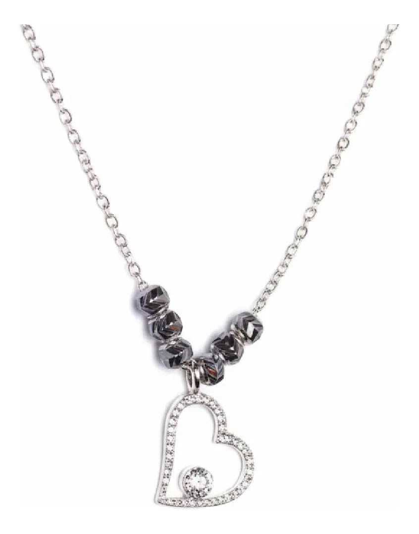 Ortiz Espinosa Collar Corazón De Plata 925 Con Cristal 45cm