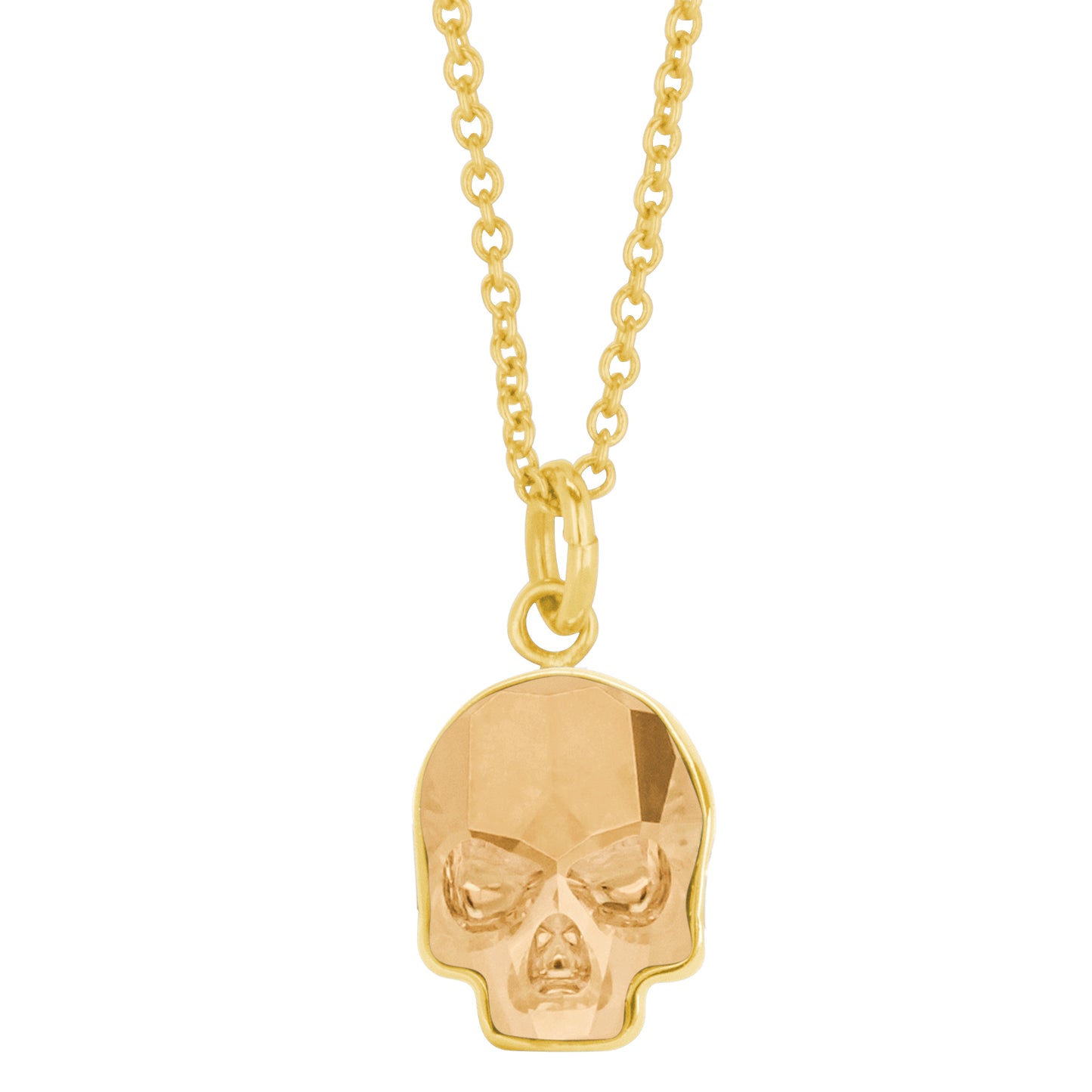 Collar Calavera Baño De Oro 14k | Cristal Europeo Dorado