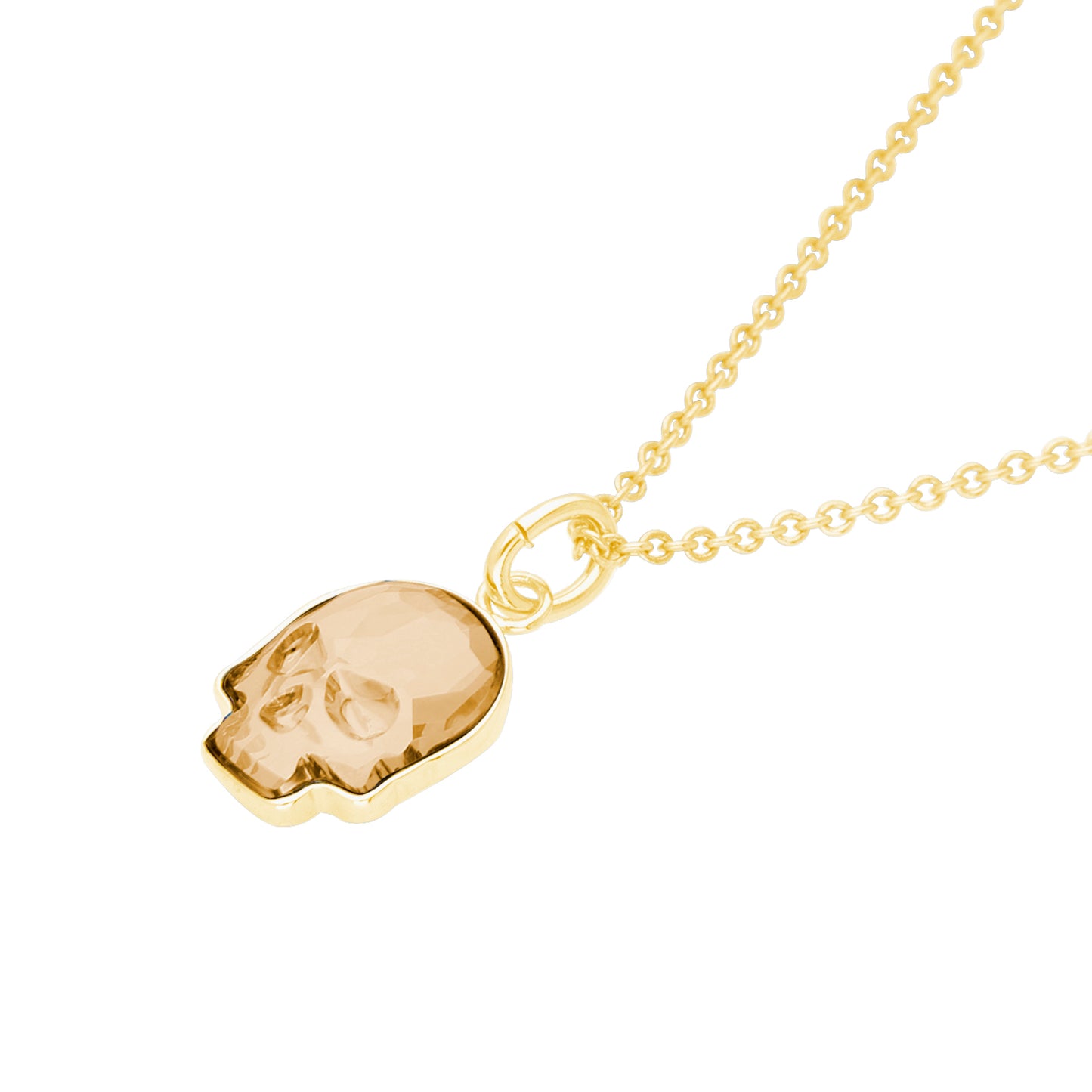 Collar Calavera Baño De Oro 14k | Cristal Europeo Dorado