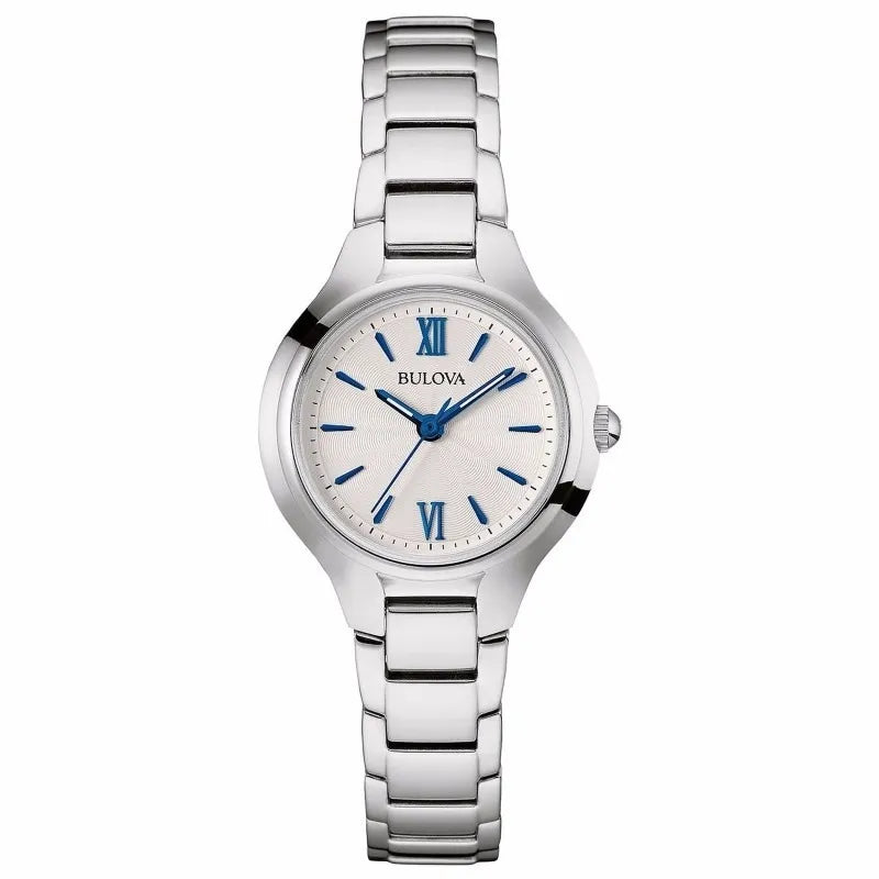 Reloj Bulova 96l215 Corporate Para Dama Original E-watch Plateado Negro Blanco
