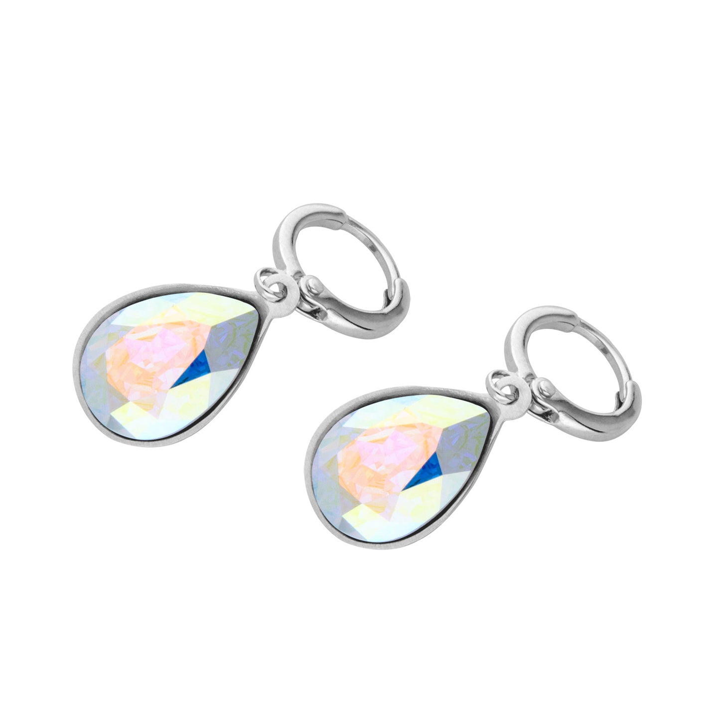 Aretes Gota Baño Rodio Cristal Europeo Varios Colores