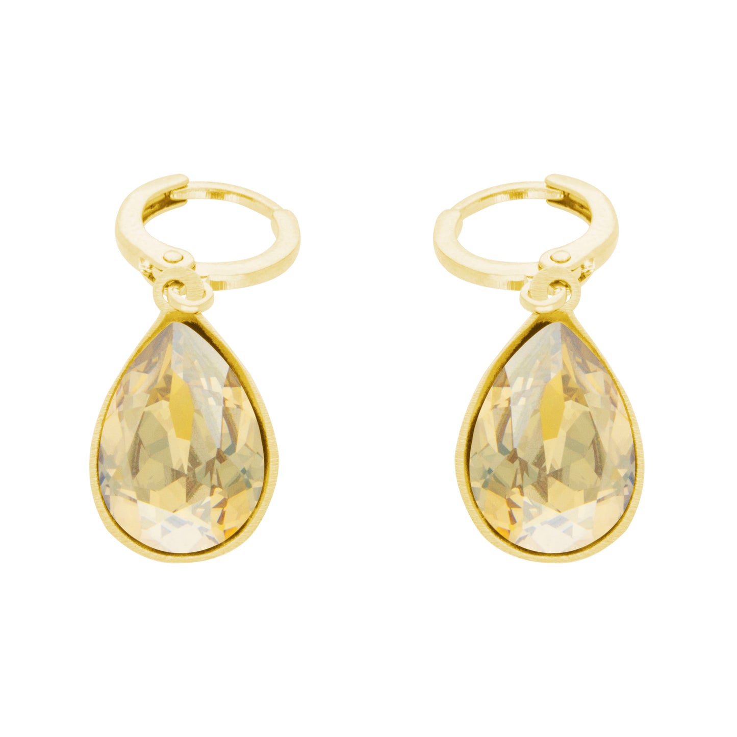 Aretes Gota Baño Oro 14k Cristal Europeo Varios Colores