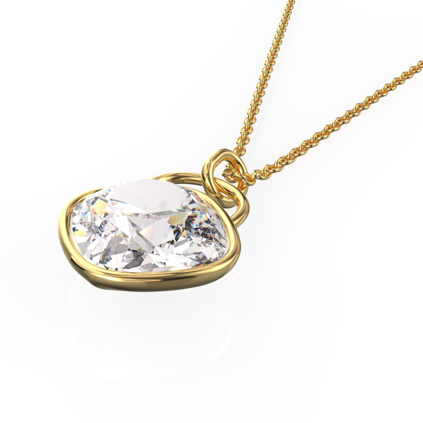 Collar Rombo Baño De Oro 14k | Cristal Europeo Blanco