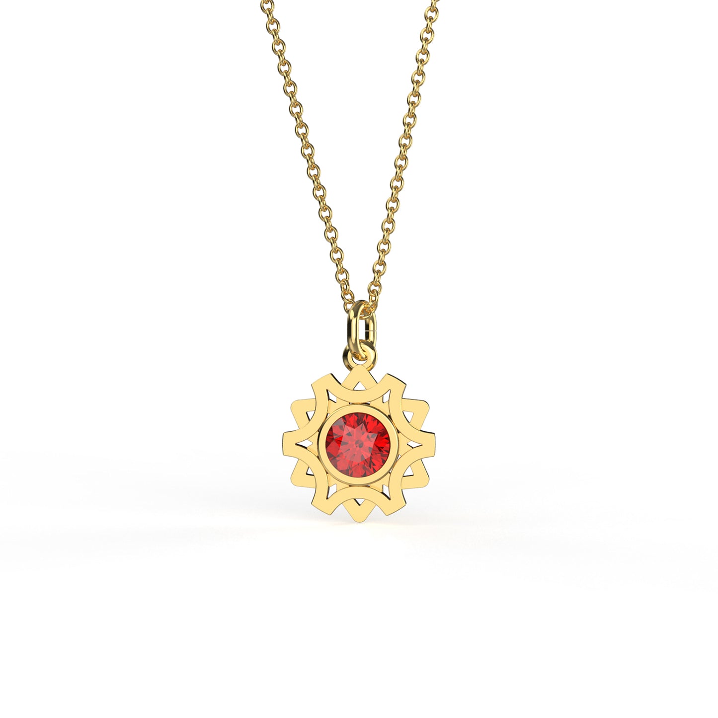 Collar Solei Baño De Oro 14k | Cristal Europeo Rojo