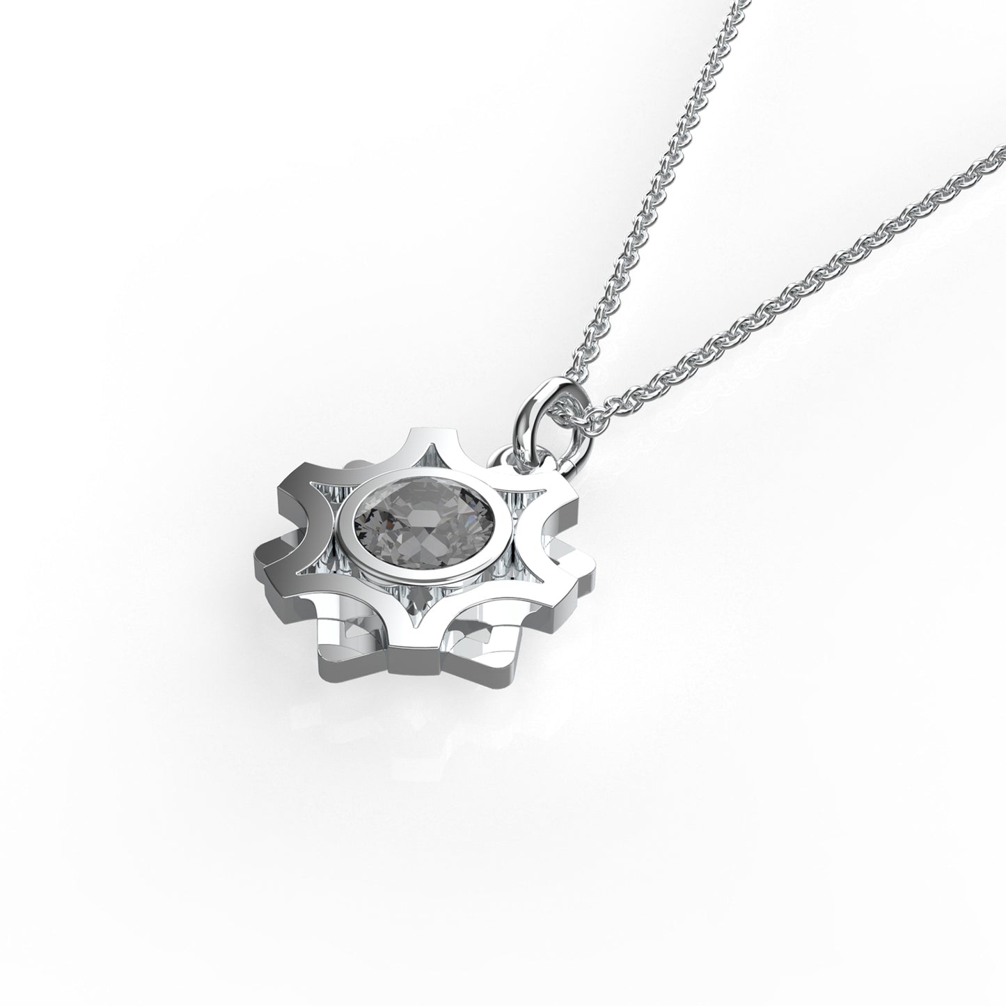 Collar Solei Baño De Rodio | Cristal Europeo Gris oscuro