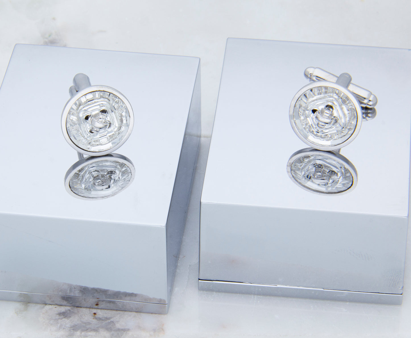 Mancuernillas Botón | Baño de Rodio