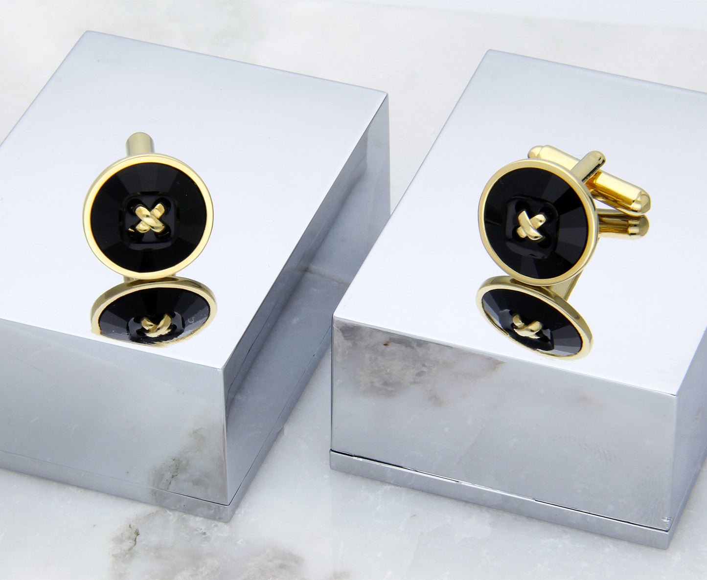 Mancuernillas Botón | Baño de Oro 14K