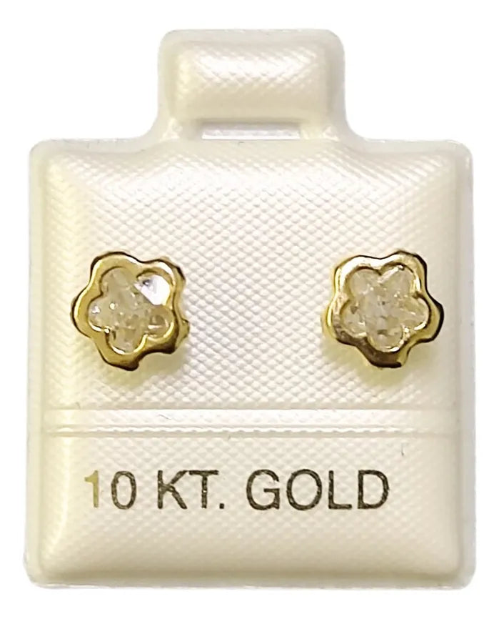 Broquel Oro 10k | Flor Biselada G Con Cristal