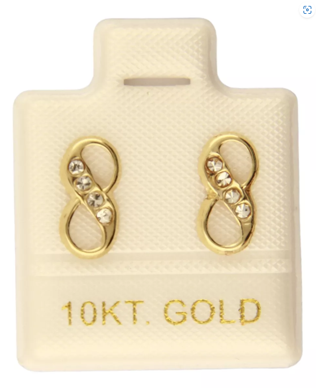 Aretes / Broquel Infinito Oro 10k Con Cristal Ortiz Espinosa