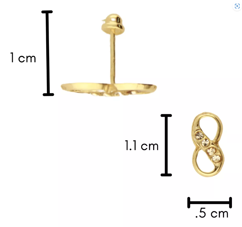 Aretes / Broquel Infinito Oro 10k Con Cristal Ortiz Espinosa
