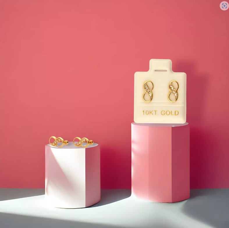 Aretes / Broquel Infinito Oro 10k Con Cristal Ortiz Espinosa