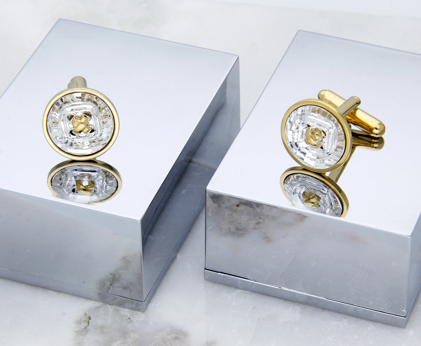 Mancuernillas Botón | Baño de Oro 14K