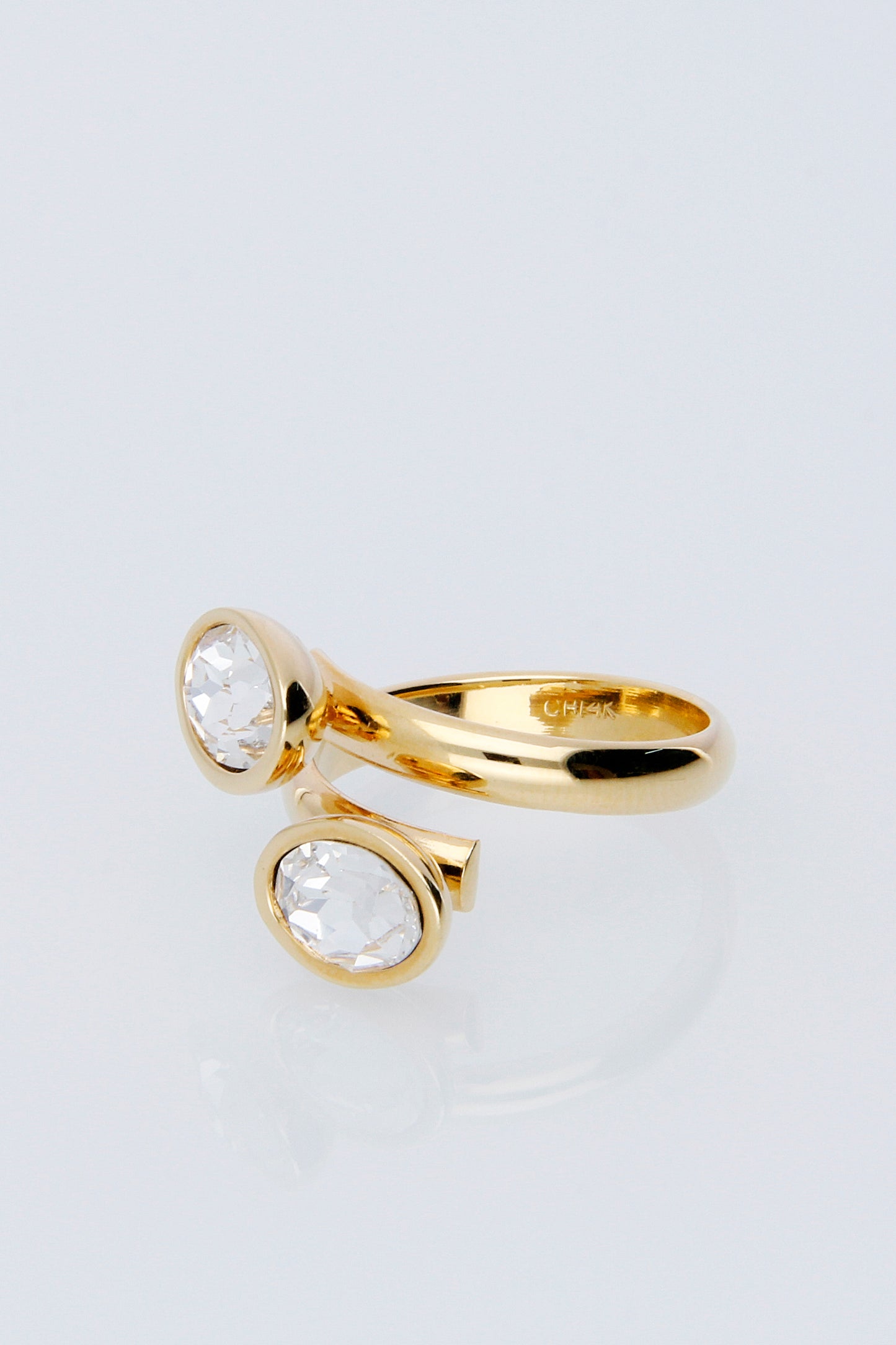 Anillo Doble Oval | Baño de Oro | Cristal