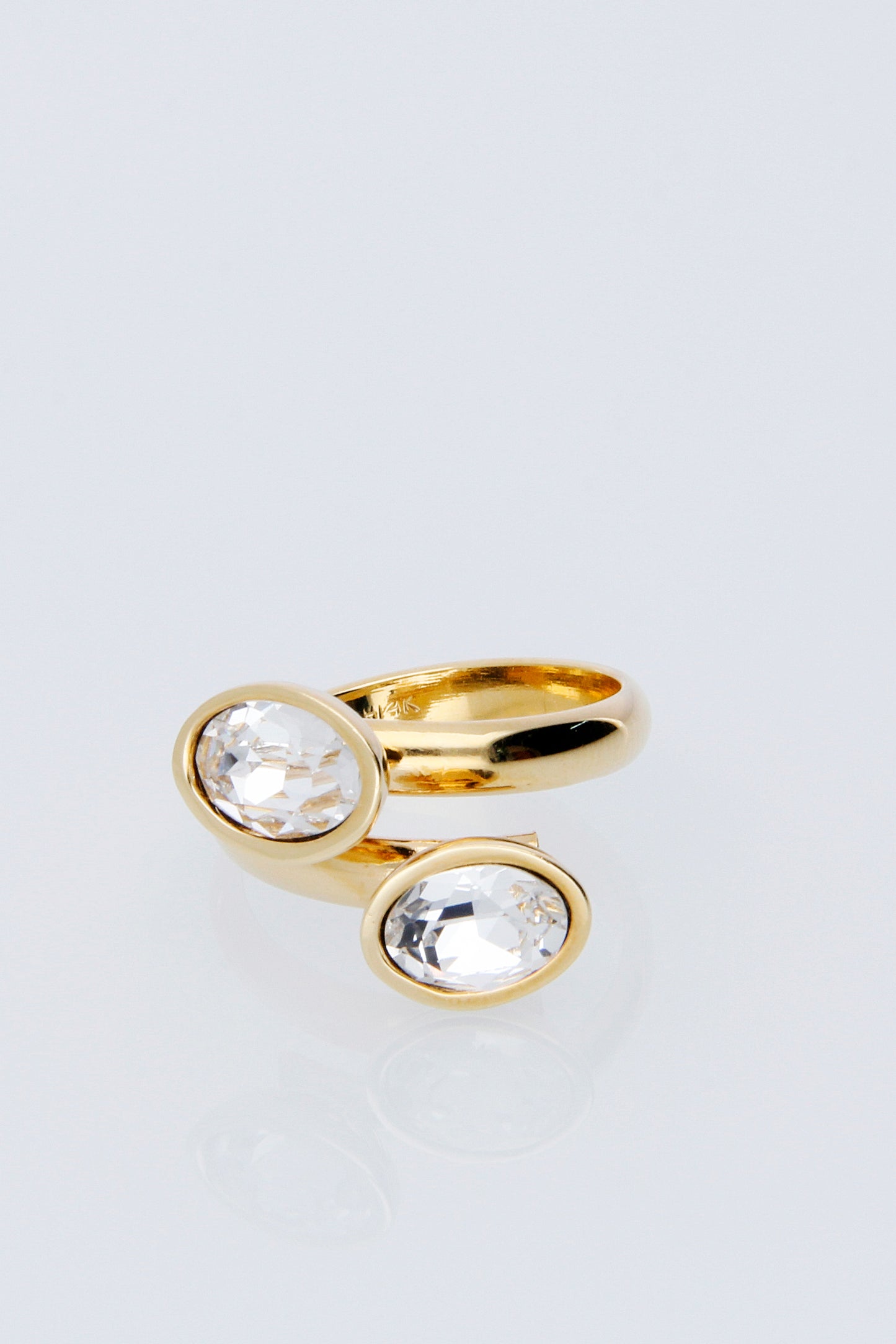 Anillo Doble Oval | Baño de Oro | Cristal