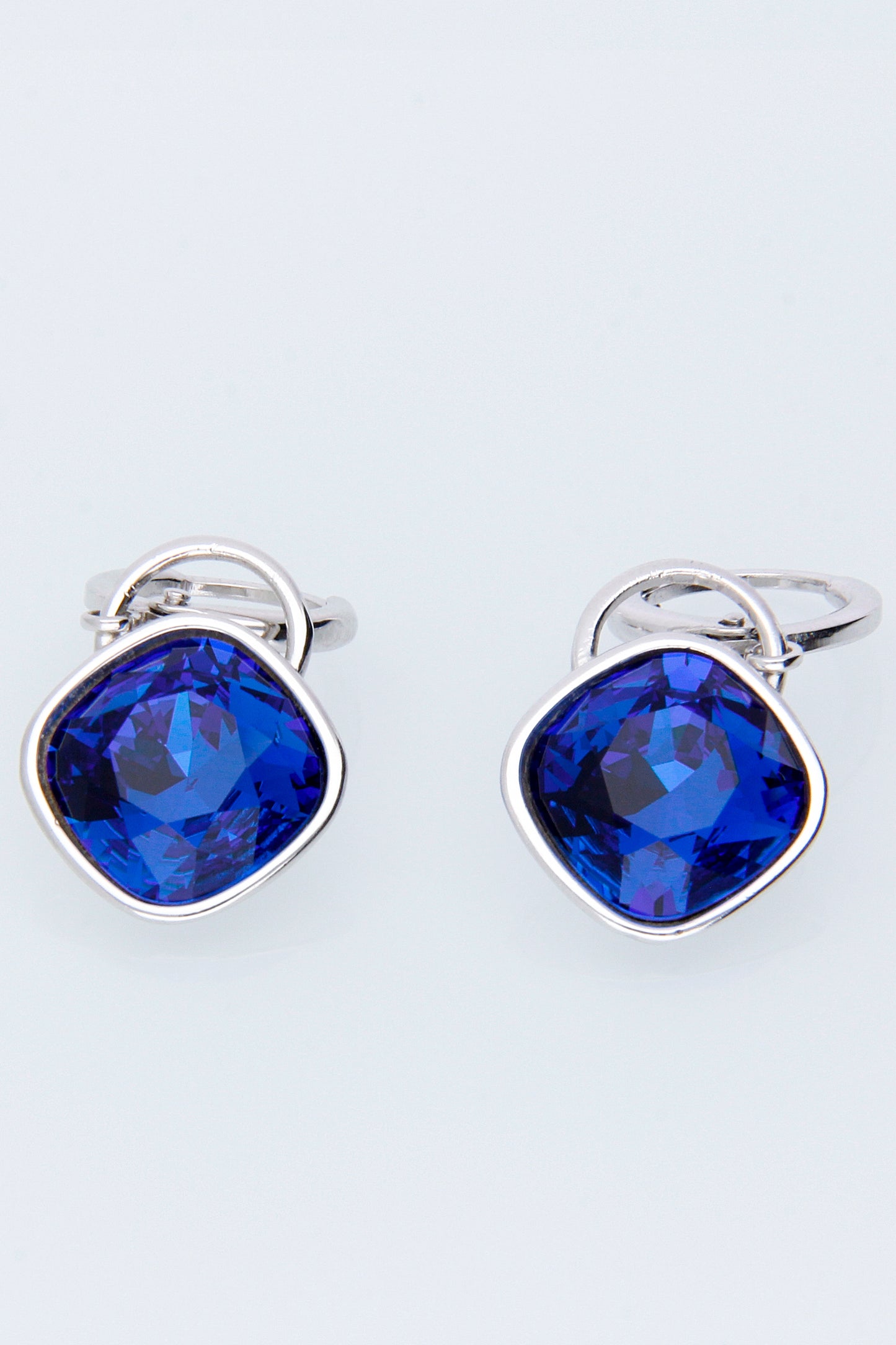 Aretes Rombo | Baño de Rodio | Capri blue