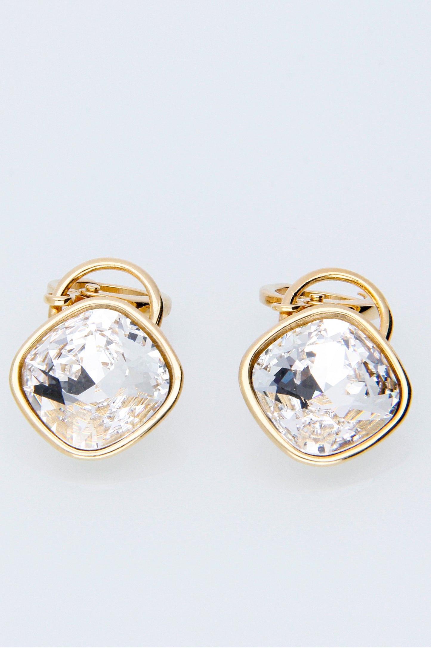 Aretes Rombo | Baño de Oro | Cristal