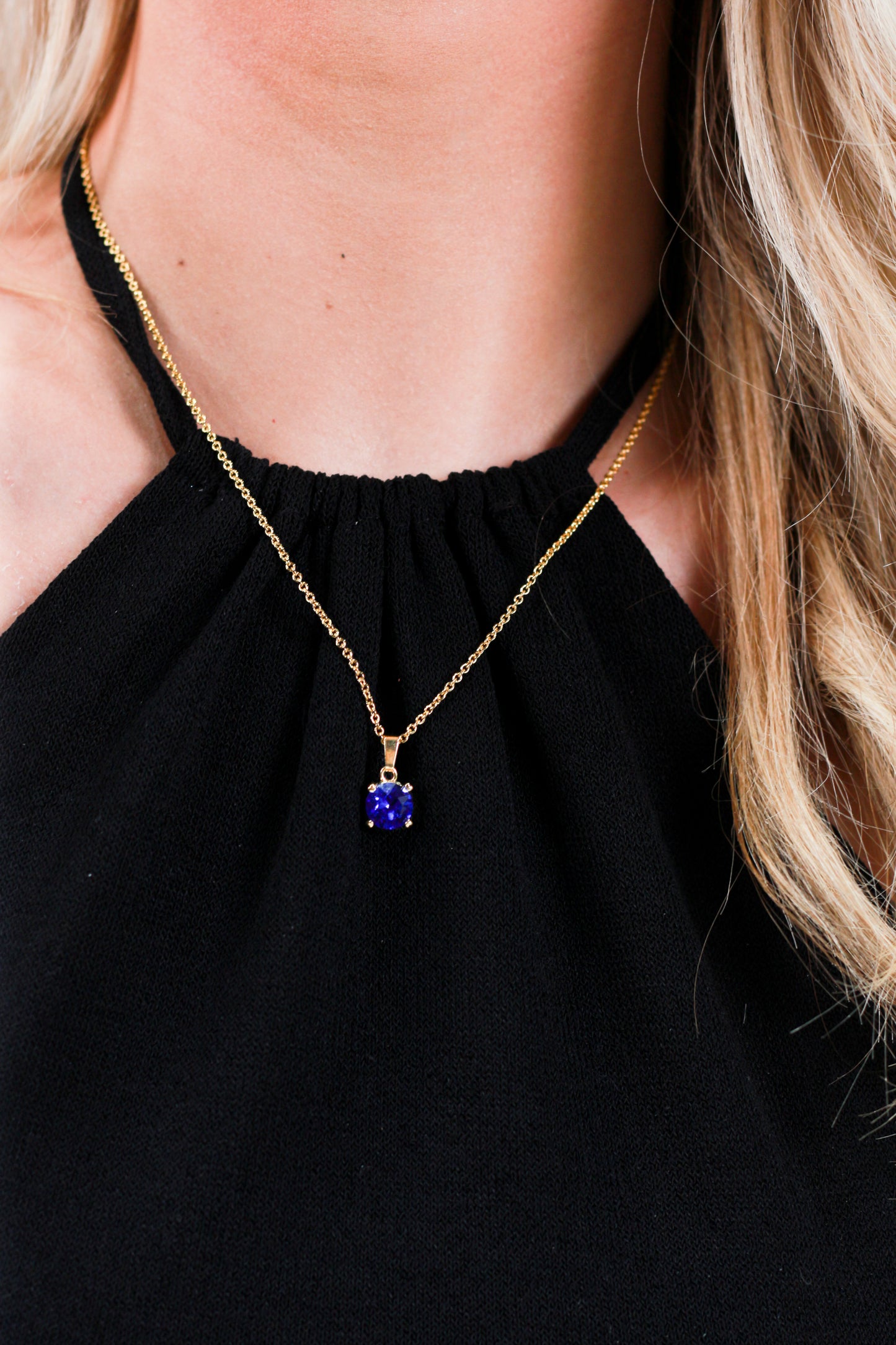Collar Solitario | Baño de Oro | Majestic Blue