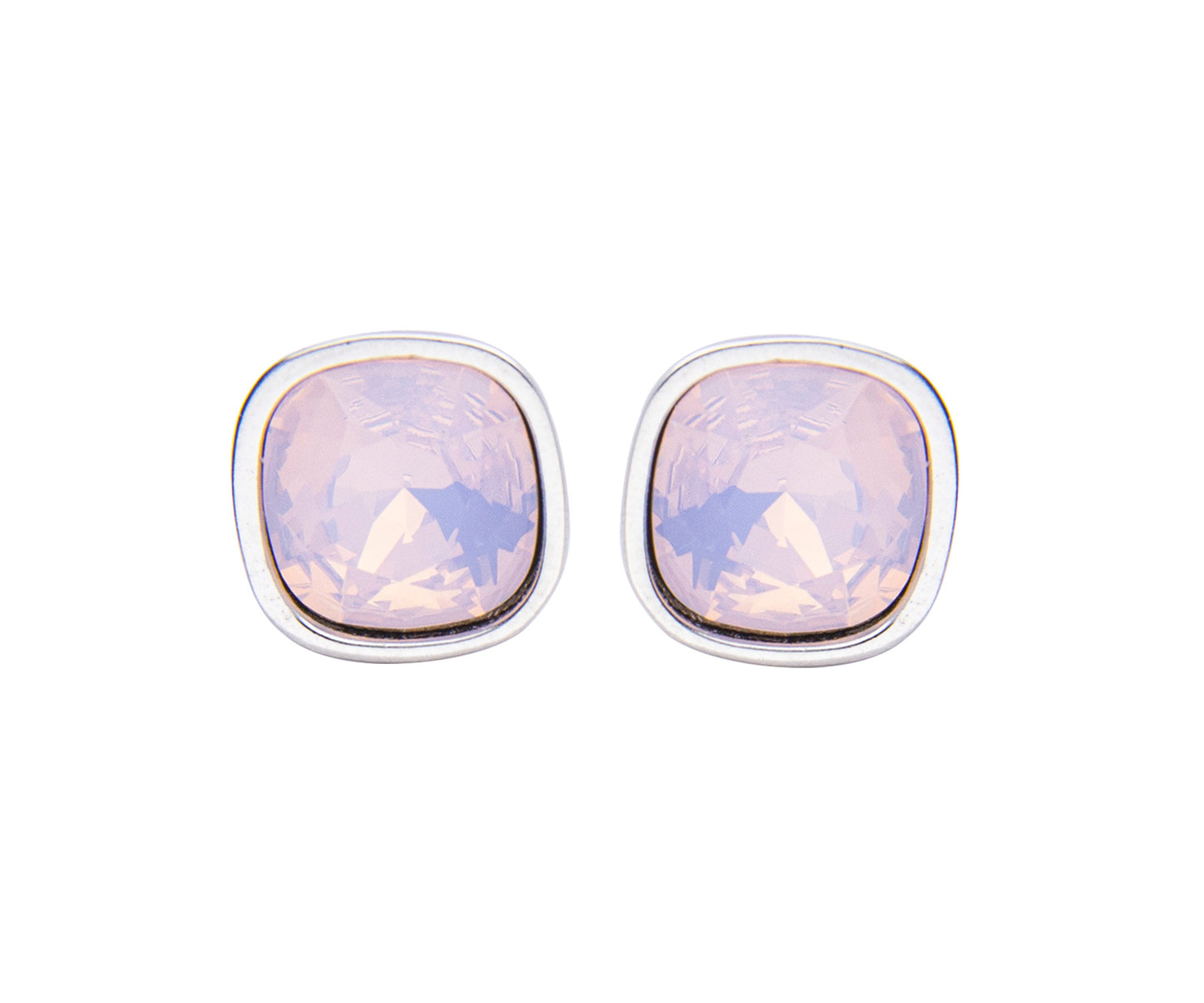 Broquel Cuadrado | Baño de Rodio | Rose Opal
