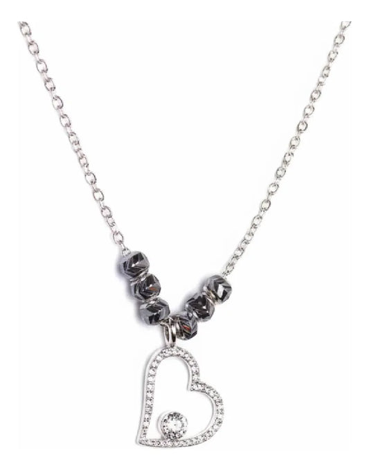 Ortiz Espinosa Collar Corazón De Plata 925 Con Cristal 45cm