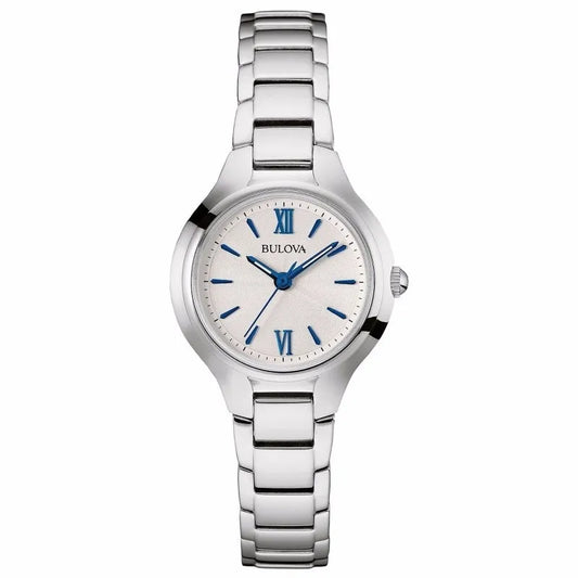 Reloj Bulova 96l215 Corporate Para Dama Original E-watch Plateado Negro Blanco