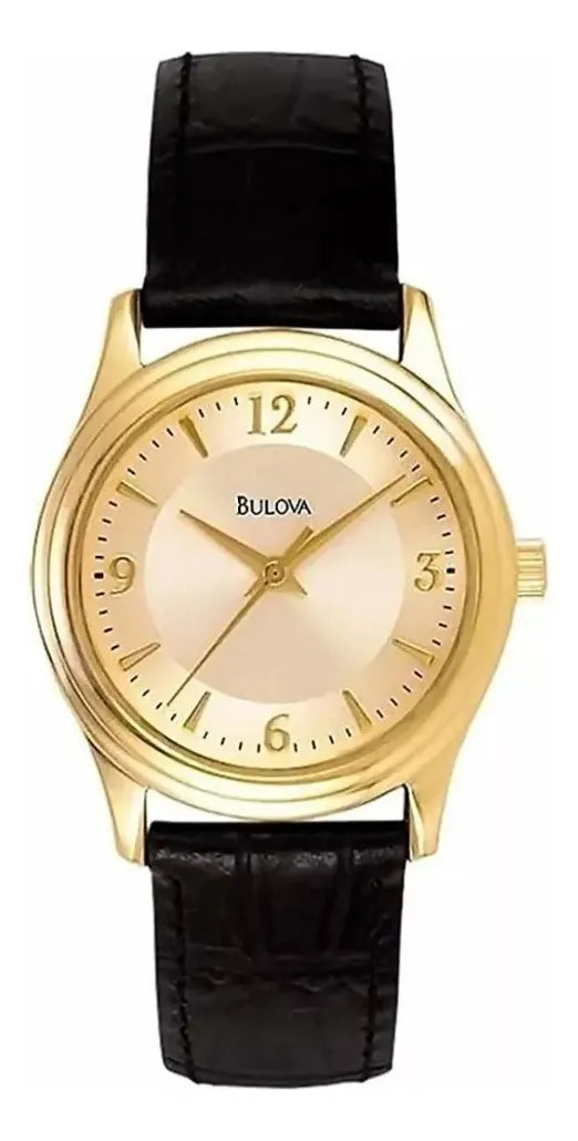 Reloj Bulova 97a70 Para Caballero E-watch Color De La Correa Negro Color Del Bisel Dorado Color Del Fondo Dorado