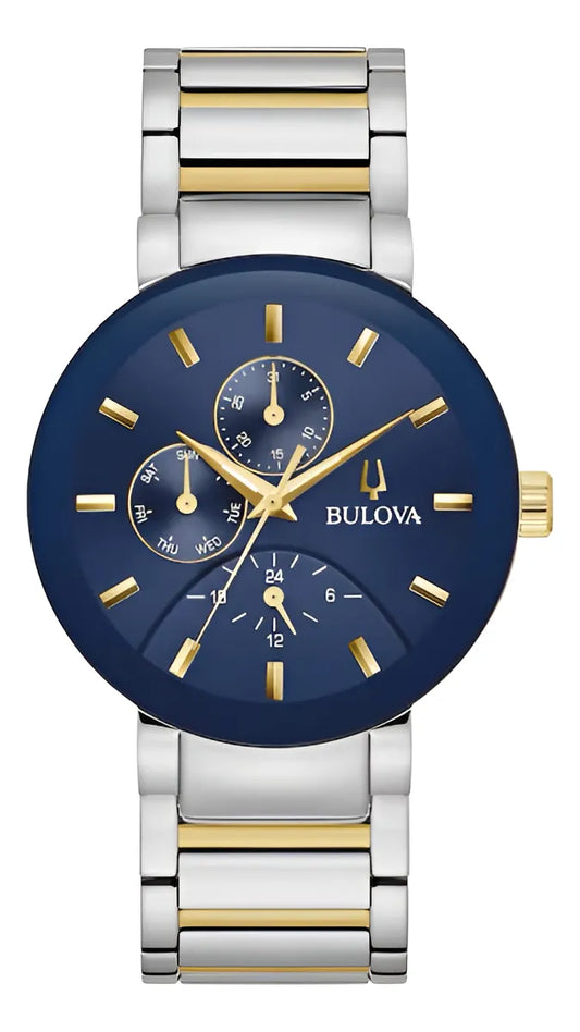 98c148 Reloj Bulova Futuro Para Caballero Plat-dor/azul Correa Plateado/dorado Bisel Azul Fondo Azul