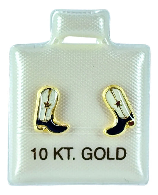 Broqueles De Bota Vaquera En Oro 10k