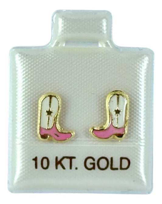 Broqueles Oro 10k: Pequeñas Botitas - Rosas