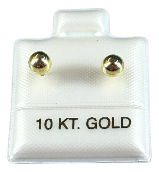 Broqueles De Oro 10k Bola Lisa- Elegancia Simple