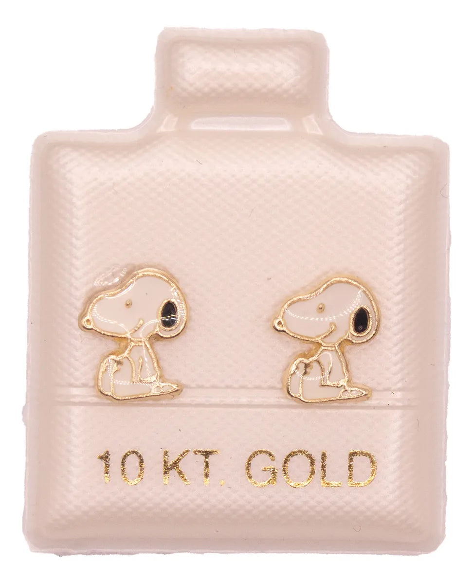 Broqueles De 10k Oro En Forma De Snoopy