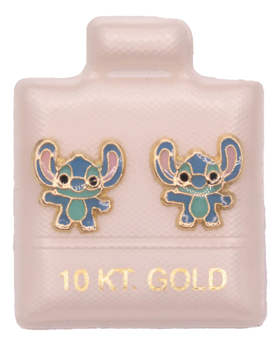 Broqueles De Oro 10k - Stitch Xl: Amigo Azulado
