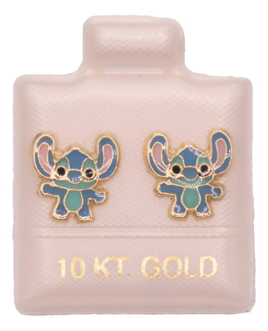 Broqueles De Oro 10k - Stitch Xl: Amigo Azulado