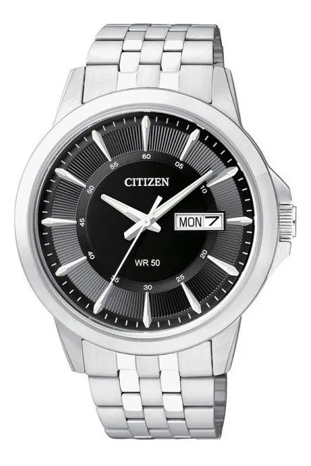 Citizen Black Dial Gents Stainless Bf2011-51e Color De La Correa Gris Color Del Bisel Gris Color Del Fondo Negro
