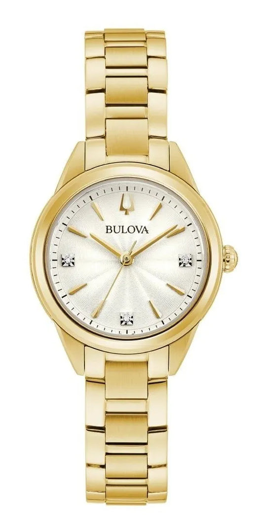 Reloj Bulova Sutton Quartz Bl97p150 Time Square Color De La Correa Dorado Color Del Bisel Dorado Color Del Fondo Dorado