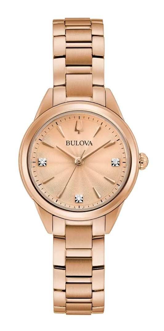 Reloj Bulova Sutton Quartz Bl97p151 Color De La Correa Rosa Color Del Bisel Rosa Color Del Fondo Rosa