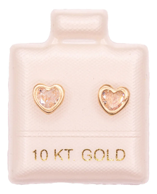 Broquel Oro 10k | Corazón Con Zirconia