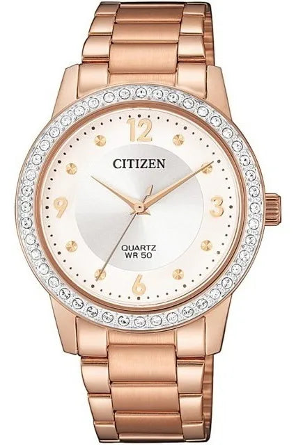 Citizen Quartz Crystal White Dial El3093-83a Color De La Correa Oro Rosa Color Del Bisel Oro Rosa Color Del Fondo Blanco 61186