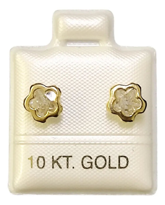 Broquel Oro 10k | Flor Biselada G Con Cristal