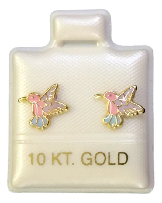 Broquel Oro 10k | Colibrí Esmaltado