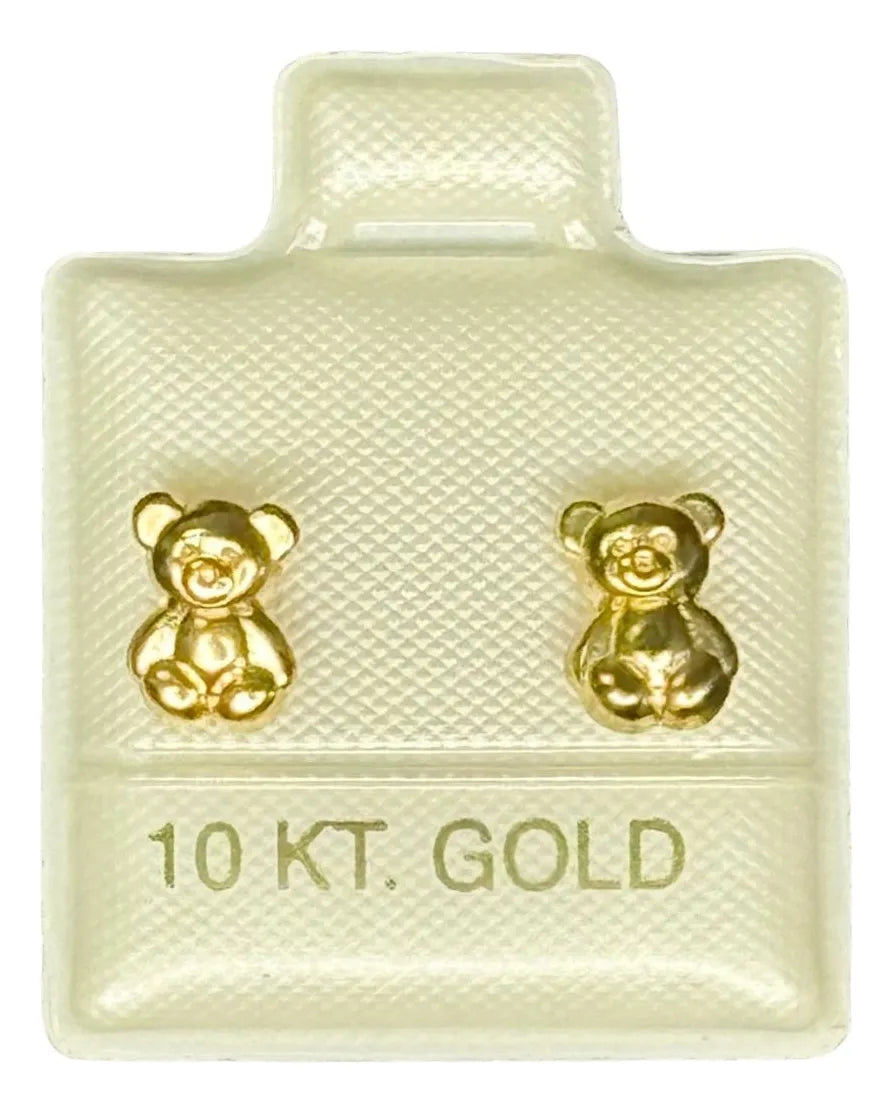 Ortiz Espinosa Broqueles De Oro 10k En Forma De Osito 8x6mm