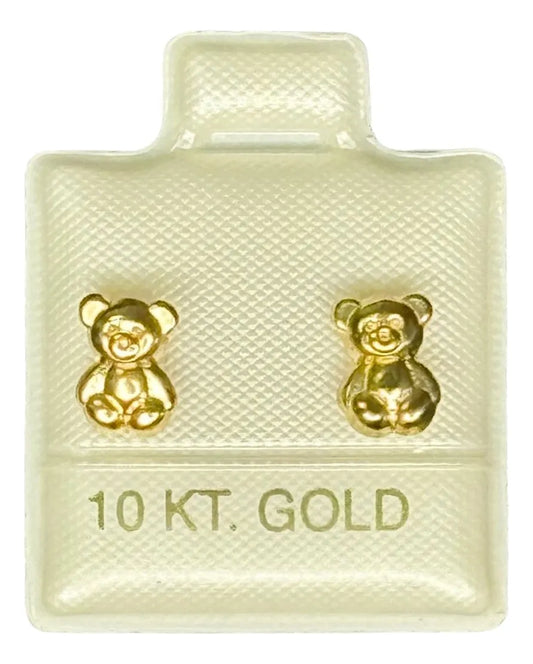 Ortiz Espinosa Broqueles De Oro 10k En Forma De Osito 8x6mm