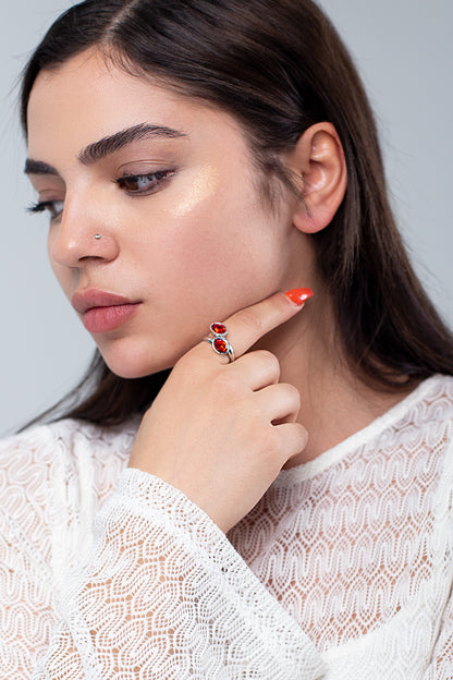 Anillo Doble Oval | Baño de  Rodio | Siam