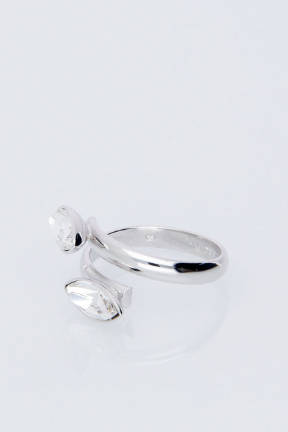 Anillo Navette | Baño de Rodio | Cristal