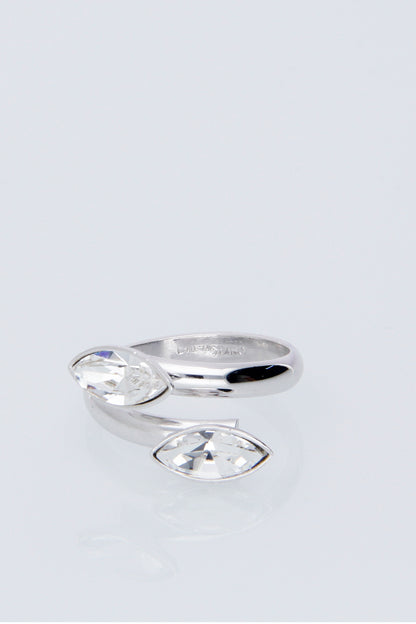 Anillo Navette | Baño de Rodio | Cristal