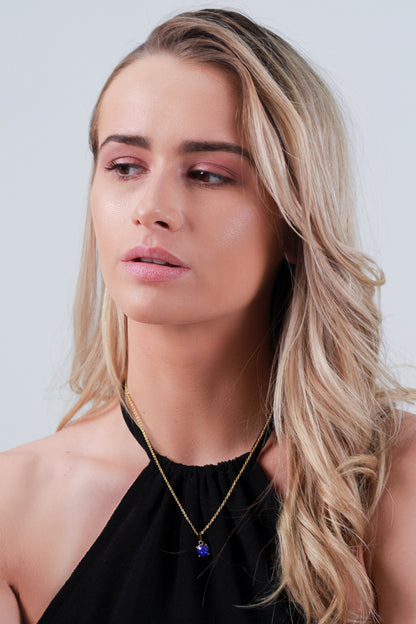 Collar Solitario | Baño de Oro | Majestic Blue